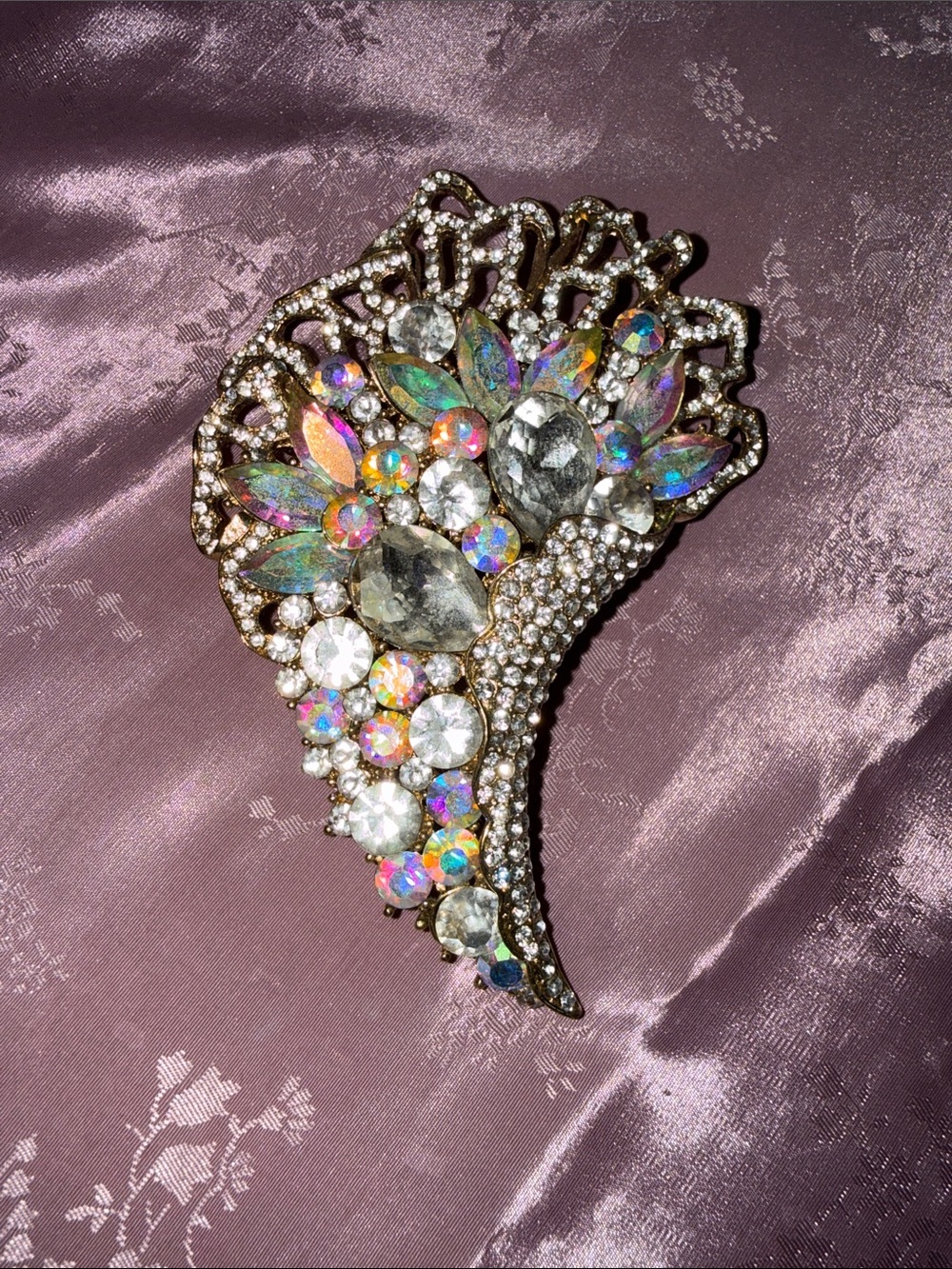 Crystal Aurora floral Brooch - Multicolor Rhinestone Accent